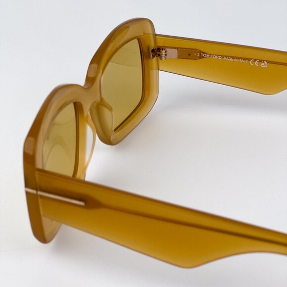 Tom Ford VENETIA FT1218 39E Women’s Rectangle Sunglasses Yellow Brown AUTHENTIC main image 5